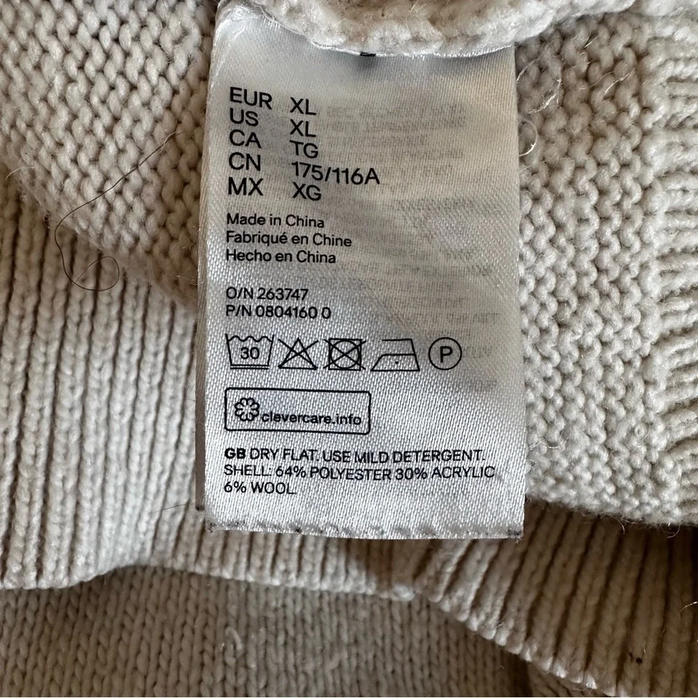 Pringle of Scotland x H&M Oversized Hoodie Sweater Wool Blend Cream & Black XL - Picture 12 of 13